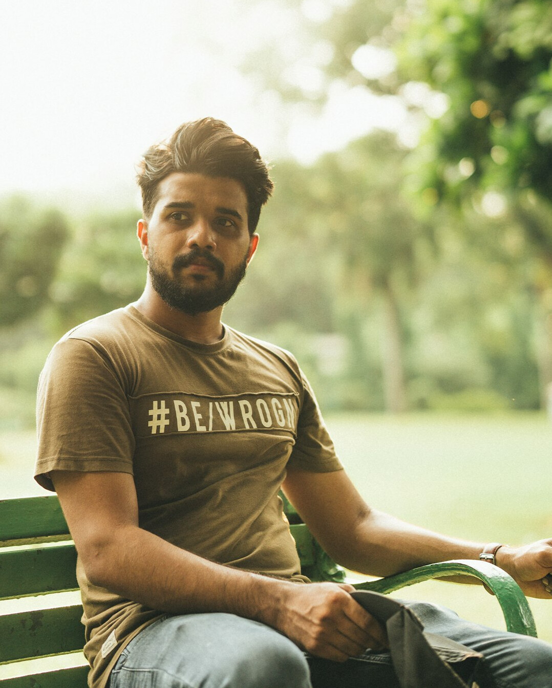 Portrait of a bearded man outdoors